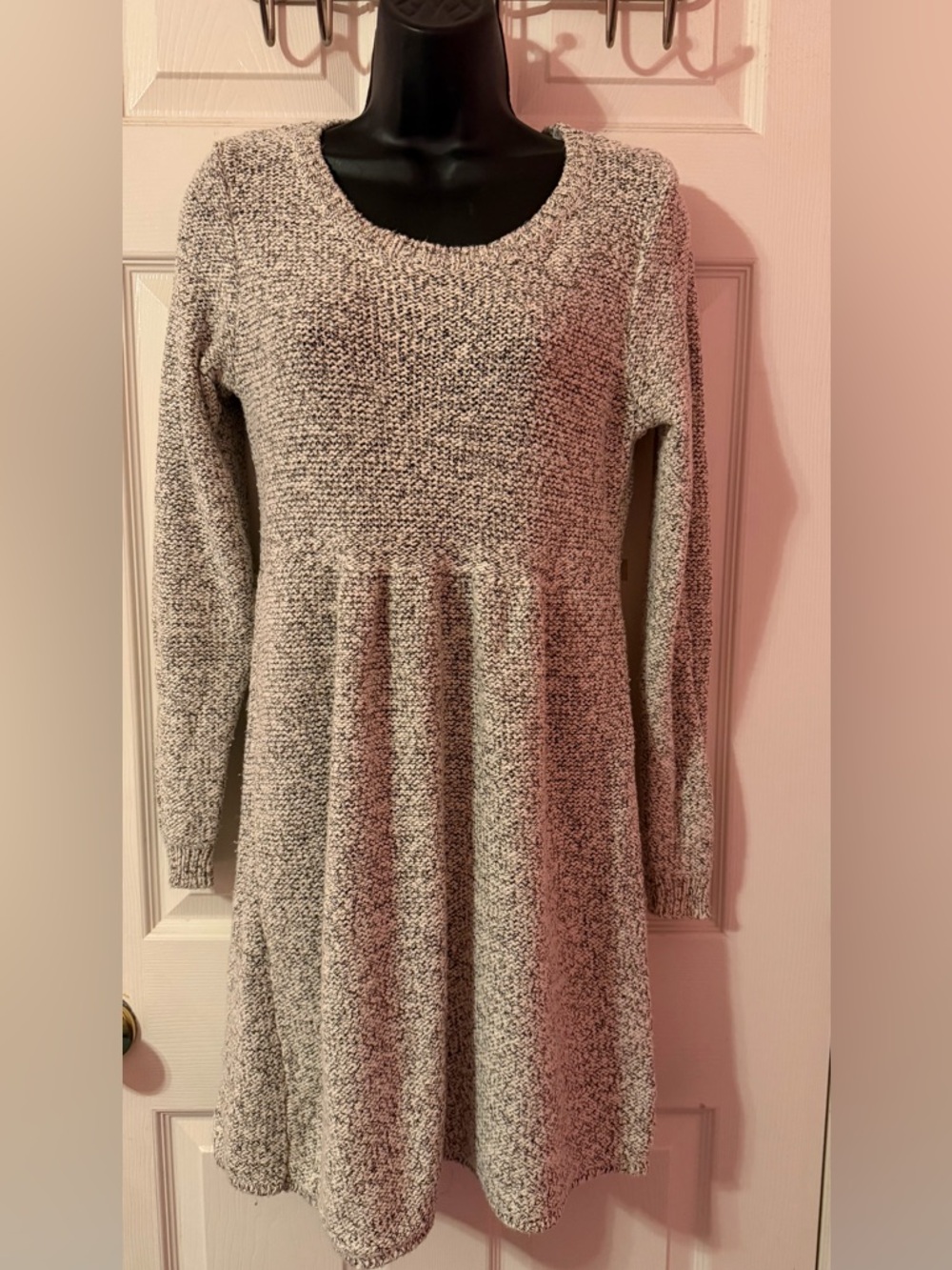LC Lauren Conrad Marled Cream and Black Knit Sweater